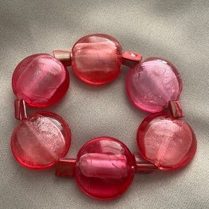 Glass and mother of pearl stretch bracelet